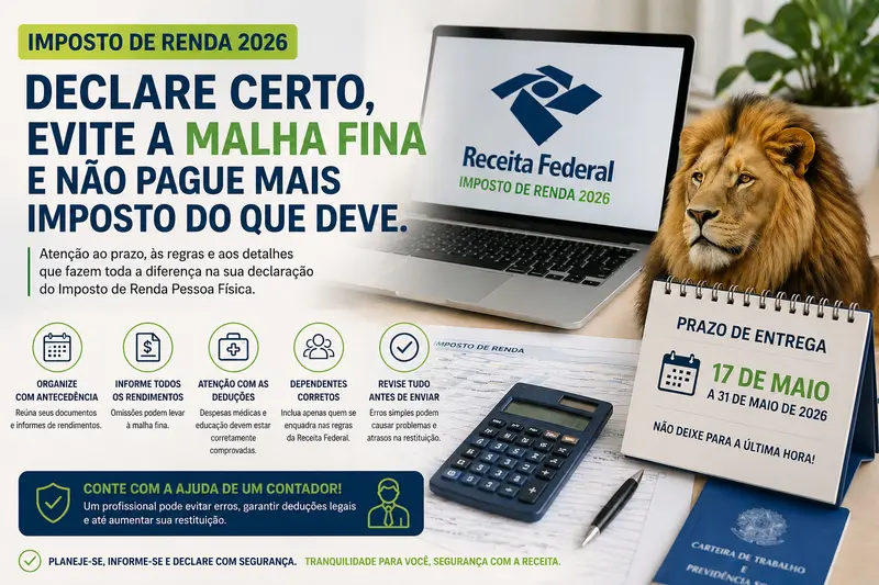 Imposto de Renda 2026: prazo de entrega e principais erros que devem ser evitados